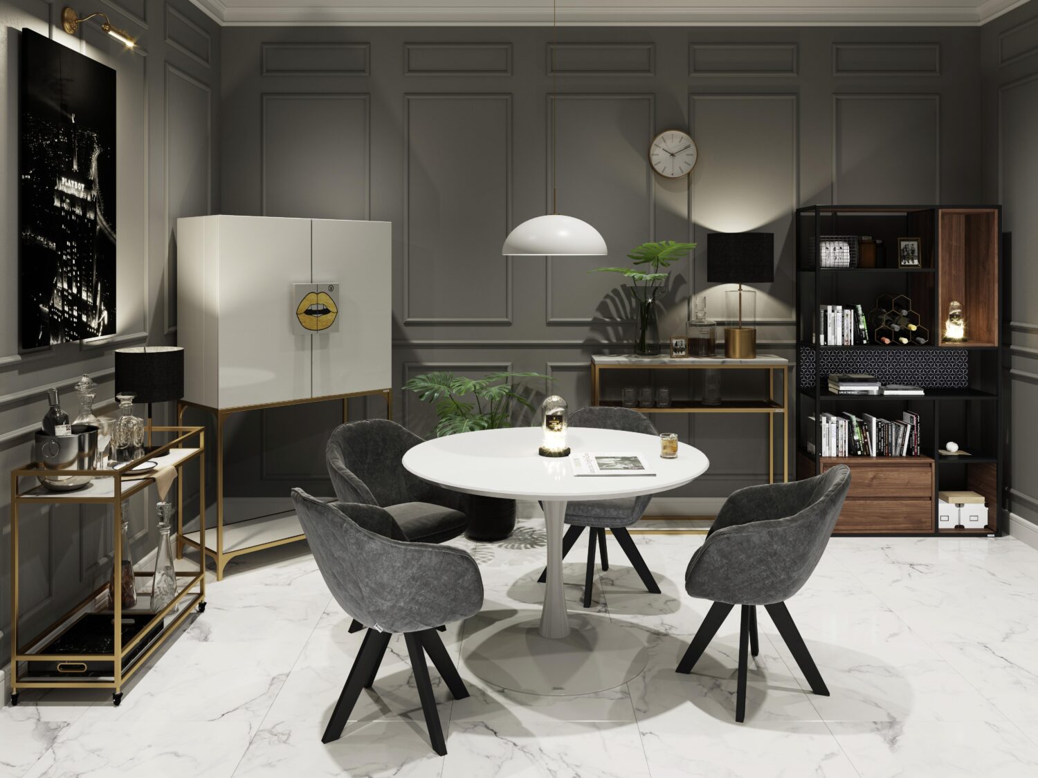 PLAYBOY Armlehnstuhl Amanda ca. 61x80 cm Anthrazit Samt Textil Playboy Wohnzimmermöbel Anthrazit