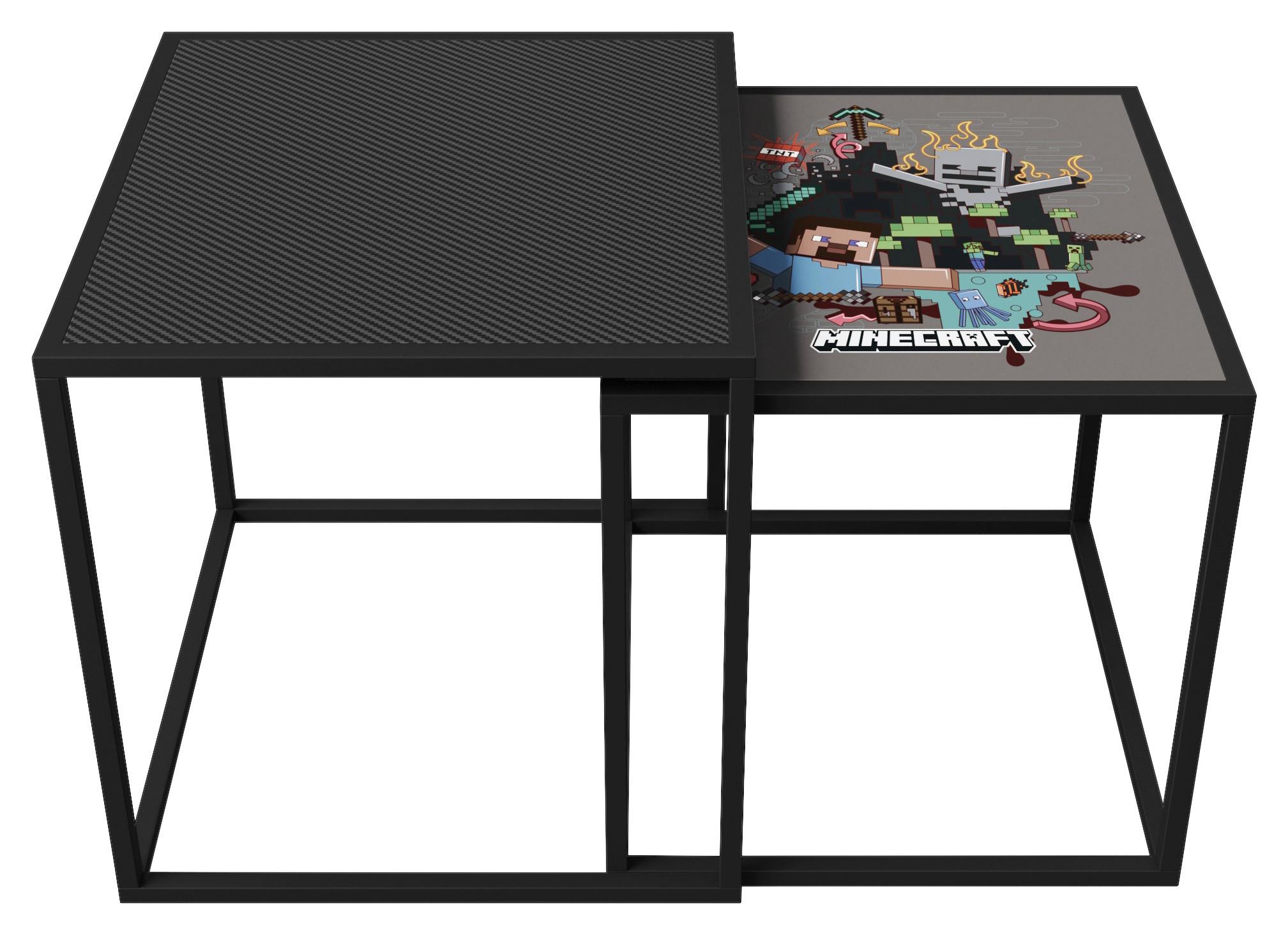 Beistelltisch-Set Minecraft 2er-Set Schwarz Metall, Holzwerkstoff Minecraft Möbel > Tische > Beistelltische > Beistelltische Metall Schwarz