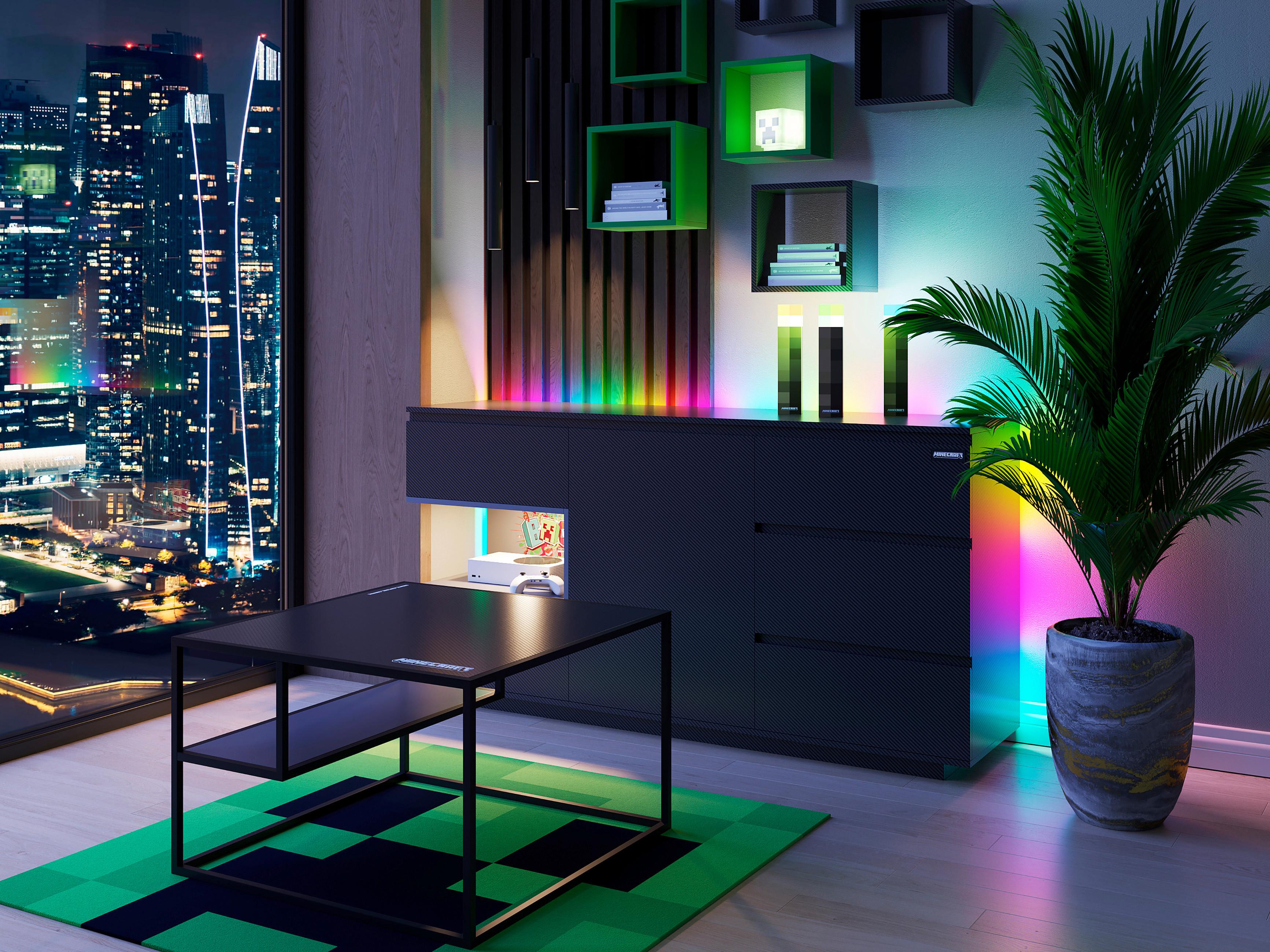 wohnli-moebel-suche-000776003011-1 Couchtisch Minecraft ca. 70x70x45 cm Schwarz Metall, Holzwerkstoff Minecraft Wohnzimmermöbel Schwarz