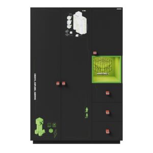 wohnli-moebel-suche-000776003017 Wohnli Möbelsuche - Kleiderschrank Minecraft ca. 135x200x50 cm Schwarz/Grün