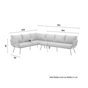 wohnli-moebel-suche-000784000101-1 Dining-Loungeset Camilla Grau Outdoorstoff/Metall/Glas Metall, Glas, Textil Bessagi Garden Garten & Outdoor > Loungemöbel > Loungegarnituren Grau
