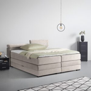 Boxspringbett Sevilla Graubraun ca. 160x200cm Holz, Textil Premium Living Möbel > Betten > Boxspringbetten Grau