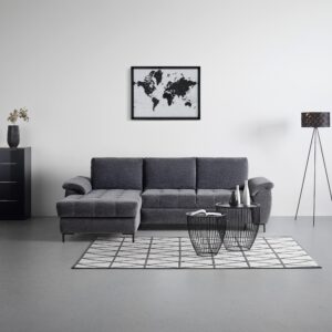 Ecksofa Focus L Grau Chenille Holz, Textil Based Möbel > Sofas & Couches > Wohnlandschaften > Ecksofas > Eckschlafsofas Grau