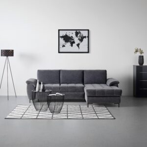 Ecksofa Focus L Grau Chenille Holz, Textil Based Möbel > Sofas & Couches > Wohnlandschaften > Ecksofas > Eckschlafsofas Grau