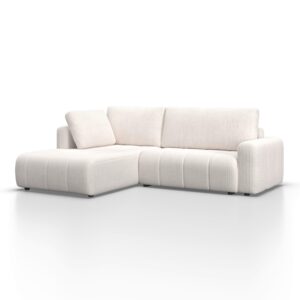 Wohnlandschaft Gia Weiß Cord Holz, Textil Bessagi Home Möbel > Sofas & Couches > Wohnlandschaften > Ecksofas > Kleine Ecksofas Weiß