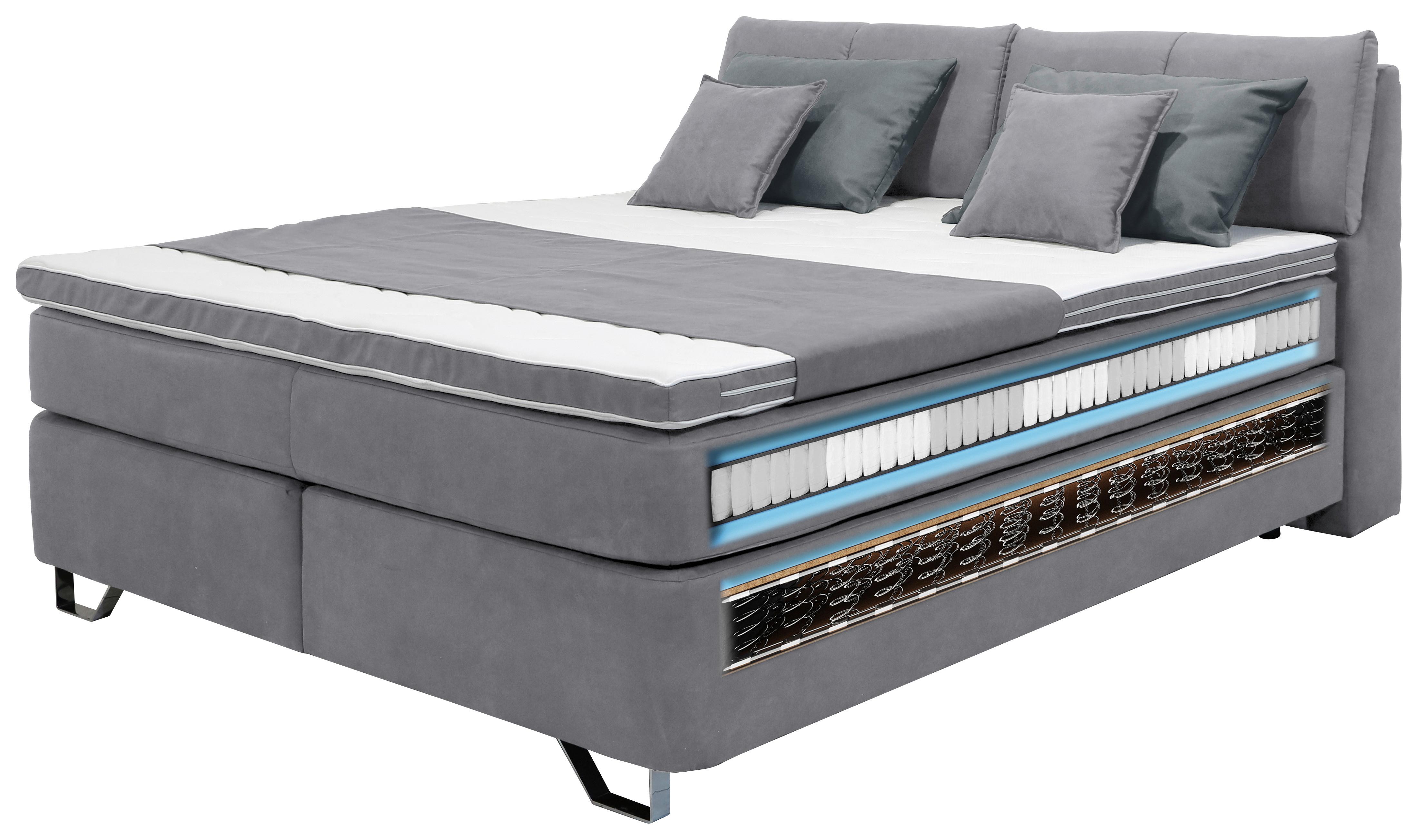 Boxspringbett Tabea Grau ca. 180x200cm Holz, Textil, Holzwerkstoff Mömax Möbel > Betten > Doppelbetten Grau