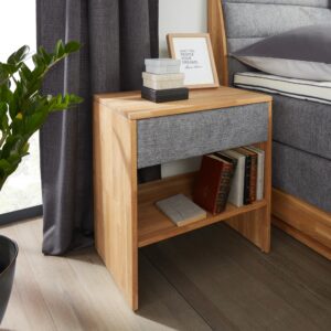 wohnli-moebel-suche-000840151101-1 Nachtkästchen aus Eiche Holz, Kunststoff, Textil Premium Living Möbel > Kommoden & Schubladenschränke > Nachttische Grau
