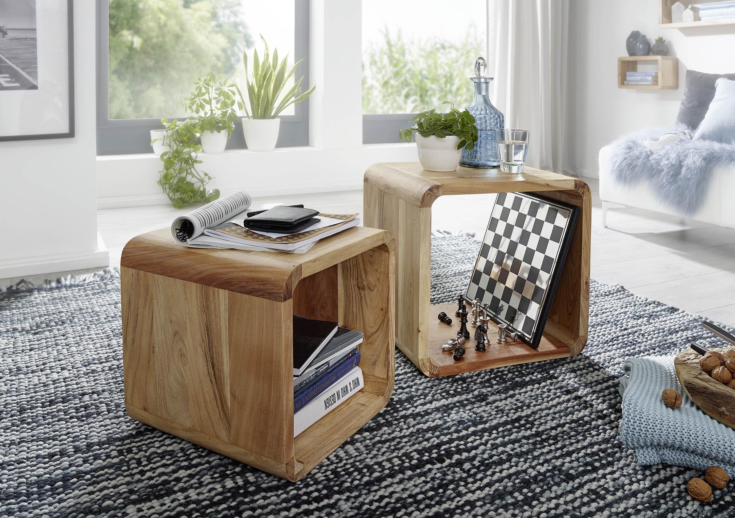 Satztisch Boha 2er Set Akazie Holz MID.YOU Möbel > Tische Braun