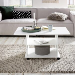 wohnli-moebel-suche-000850017001-1 Couchtisch mit Rollen Weiß Holzwerkstoff MID.YOU Möbel > Tische > Couchtische > Couchtische mit Stauraum Weiß