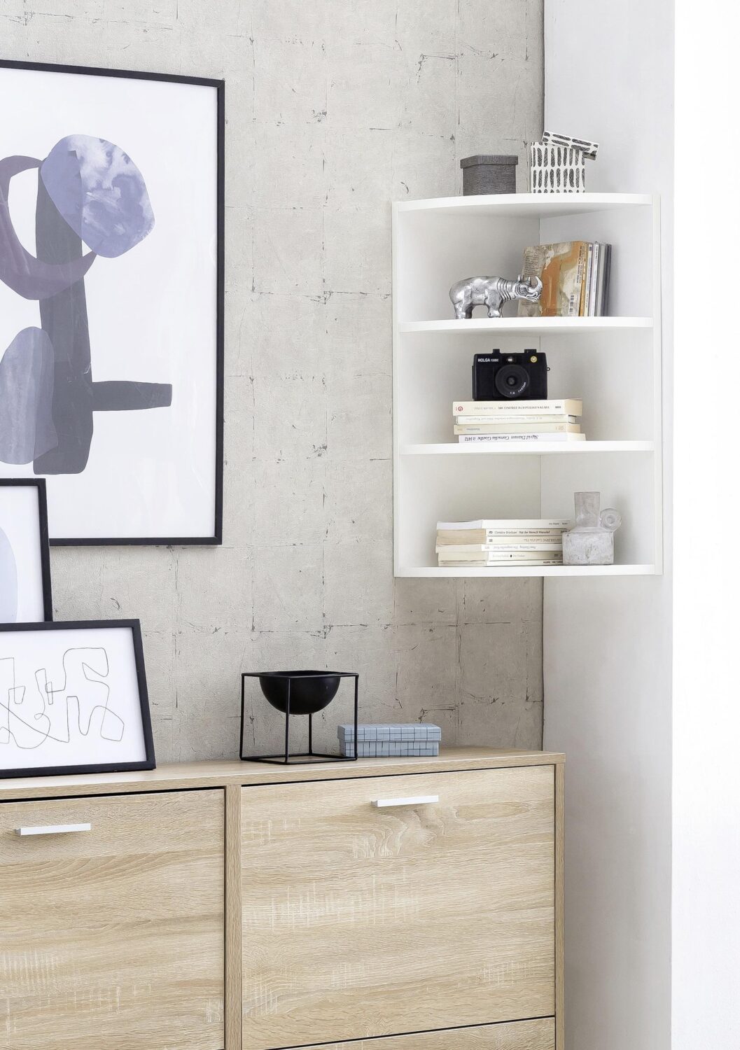 Eckregal ca. 30x60x30 cm Weiß Holzwerkstoff MID.YOU Wohnzimmermöbel Weiß