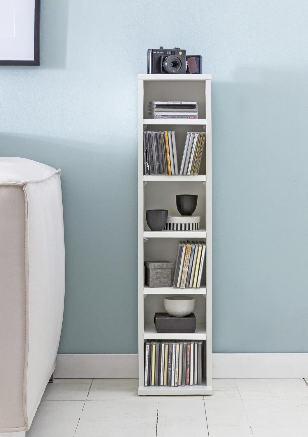 CD-Regal ca. 21x90x20 cm Weiß Holzwerkstoff MID.YOU Wohnzimmermöbel Weiß