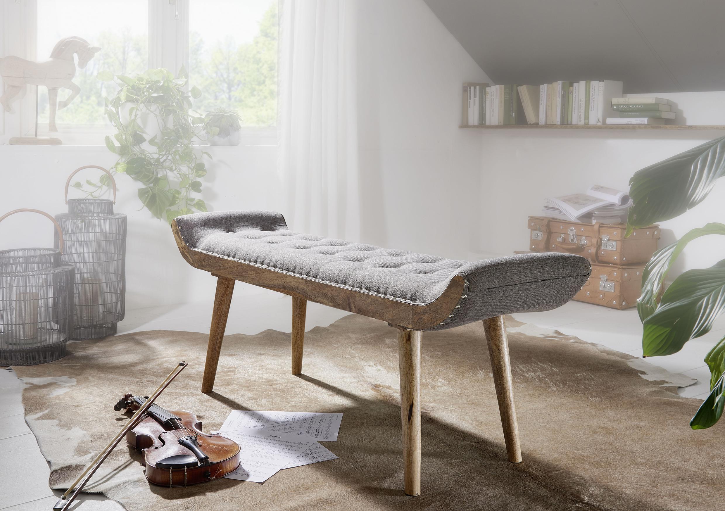 Sitzbank Grau Textil MID.YOU Möbel > Bänke > Sitzbänke Grau