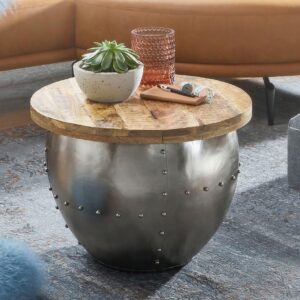 wohnli-moebel-suche-000850038601-1 Couchtisch Wohnling Holz/Silber Holz MID.YOU Möbel > Tische > Couchtische > Couchtische mit Stauraum Braun