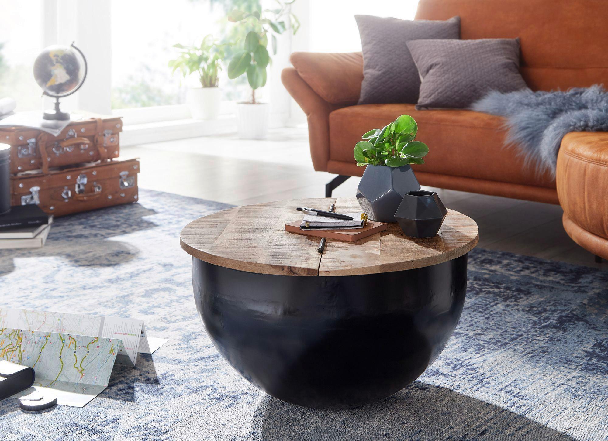 Couchtisch Wohnling Holz/Schwarz Holz MID.YOU Möbel > Tische > Couchtische > Couchtische mit Stauraum Braun