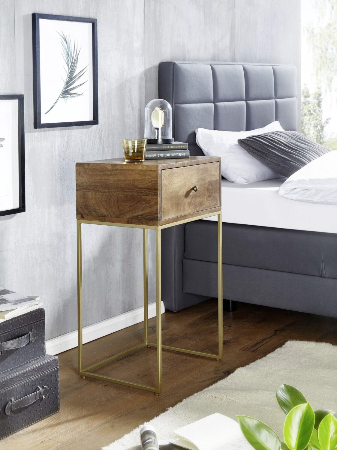 NACHTSCHRANK WL6.478 Metall MID.YOU Möbel > Kommoden & Schubladenschränke > Nachttische Braun