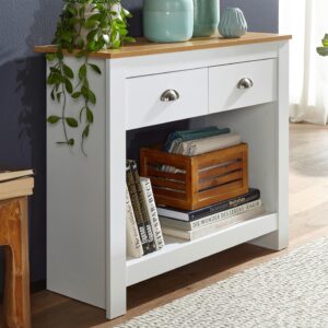 Konsolentisch Weiß/Eichefarben Holzwerkstoff MID.YOU Möbel > Kommoden & Schubladenschränke > Konsolentische Weiß