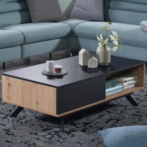 Couchtisch Eichefarben/Schwarz Holzwerkstoff MID.YOU Möbel > Tische > Couchtische > Couchtische mit Stauraum Braun
