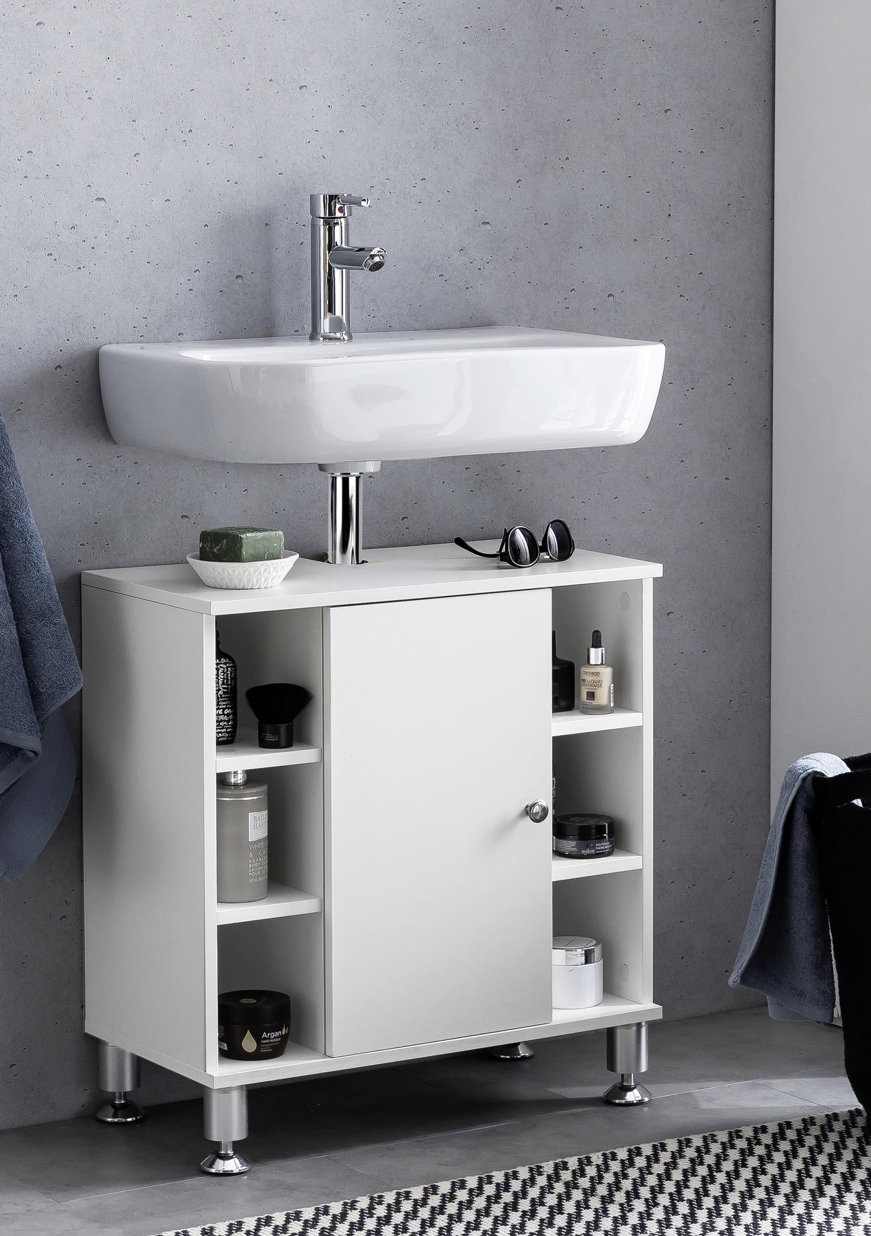 Waschbeckenunterschrank Weiß Holzwerkstoff MID.YOU Möbel > Schränke > Badezimmerschränke > Waschbeckenunterschränke Weiß