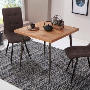 Esstisch ca. 80x80x76 cm Echtholz/Schwarz Holz MID.YOU Möbel > Tische > Esstische > Esstische Holz Braun