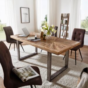 Esstisch ca. 180x90x76 cm Echtholz Holz MID.YOU Möbel > Tische > Esstische > Esstische Holz Braun