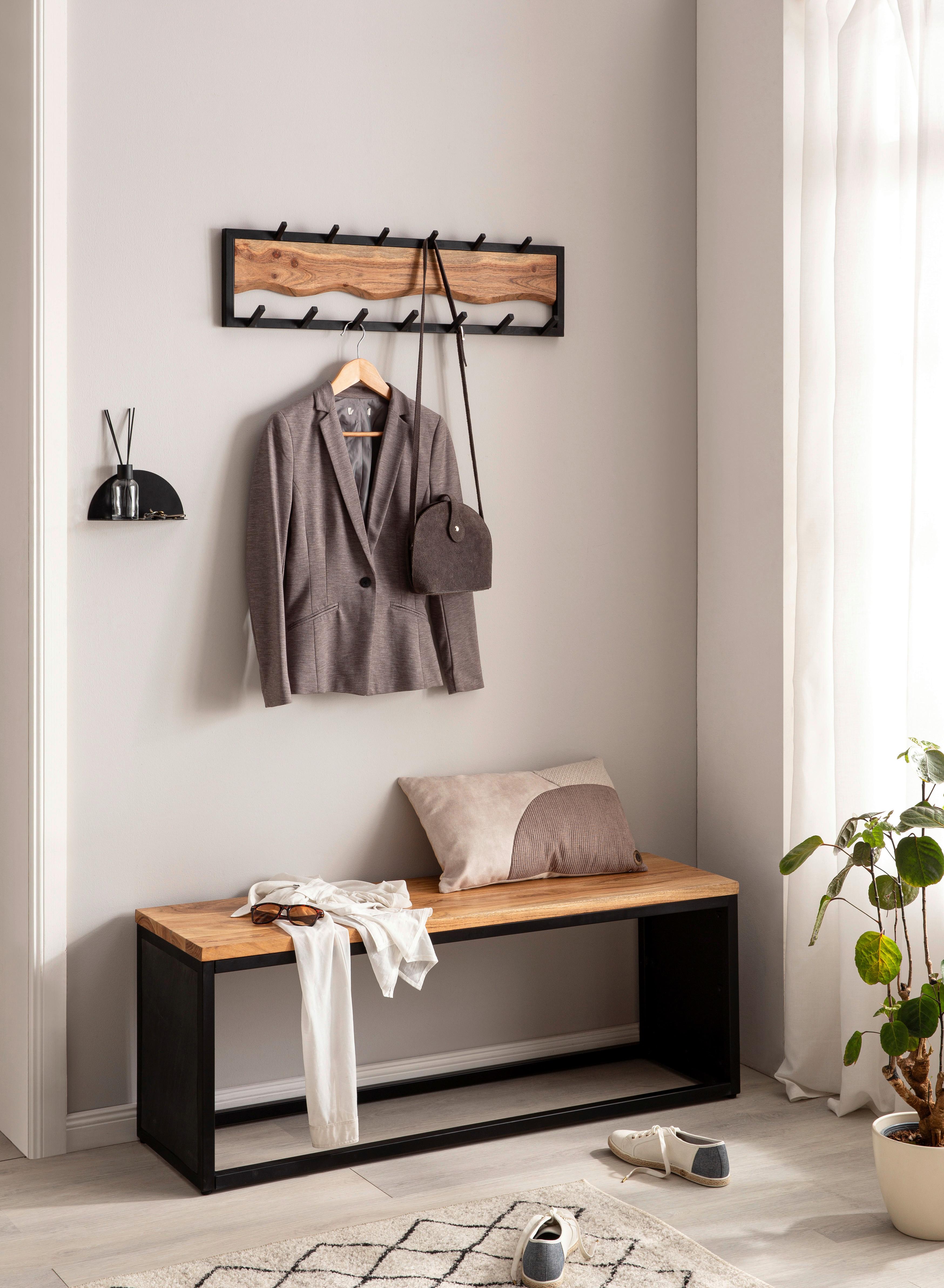 Wandgarderobe Holz/Schwarz Holz, Metall MID.YOU Garderoben > Garderobenpaneele Braun