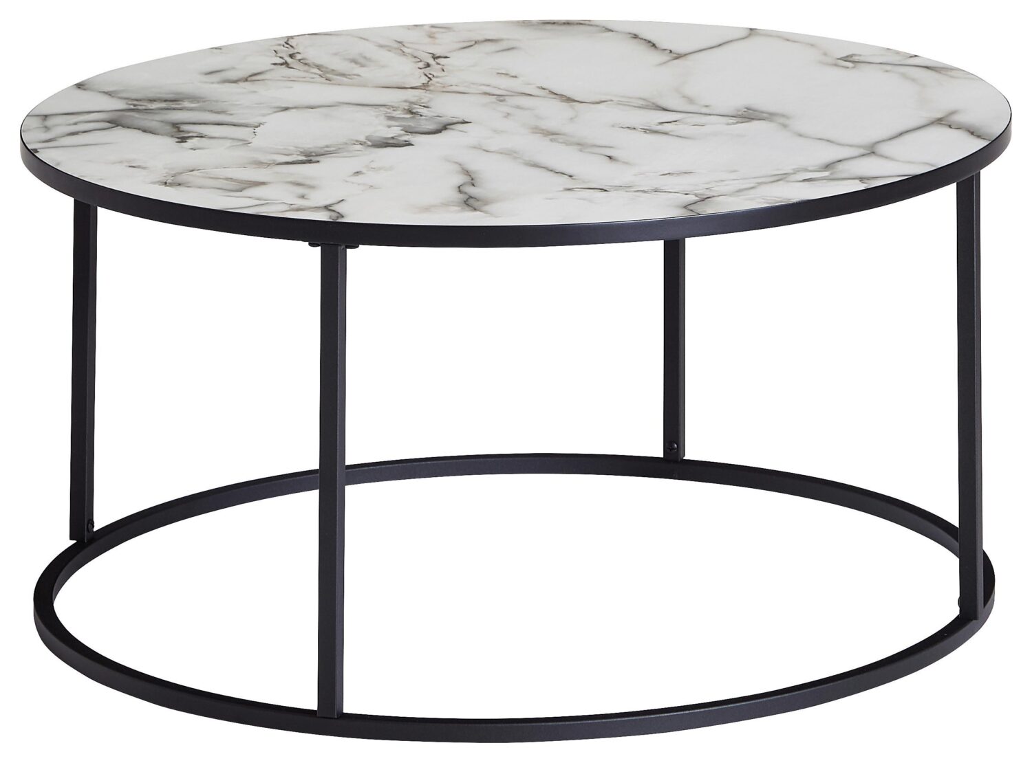 Wohnli Möbelsuche - Couchtisch Marmoroptik ca. 80x38 cm Gestell Schwarz