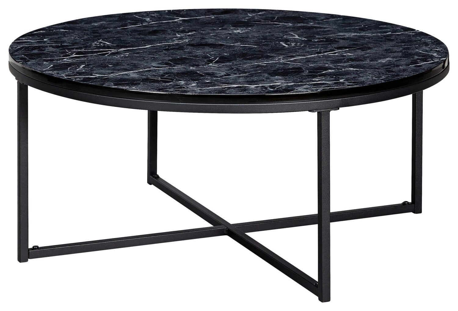 Wohnli Möbelsuche - Couchtisch Marmoroptik ca. 80x36 cm Gestell Schwarz