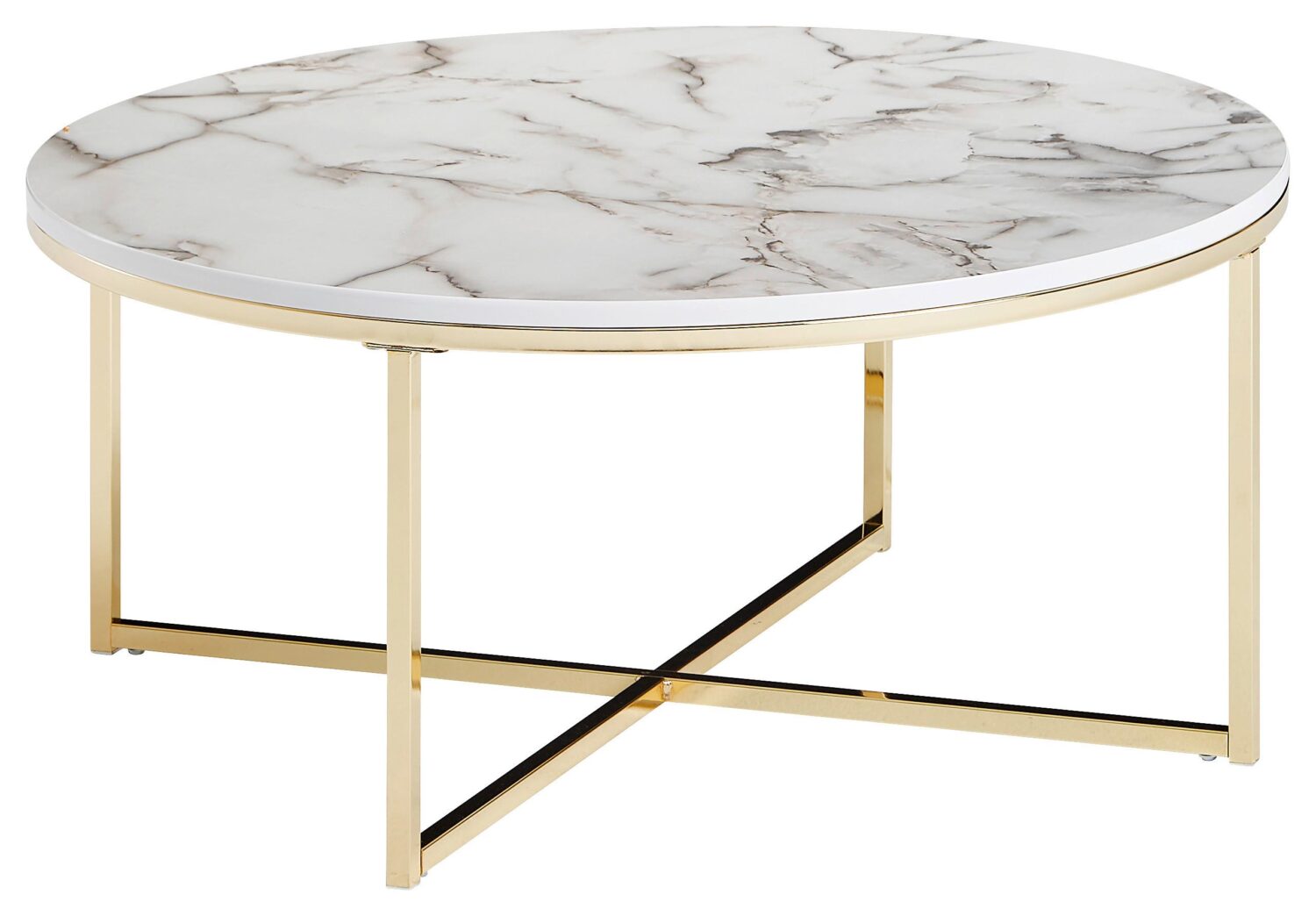 Wohnli Möbelsuche - Couchtisch Marmoroptik ca. 80x36 cm Gestell Gold