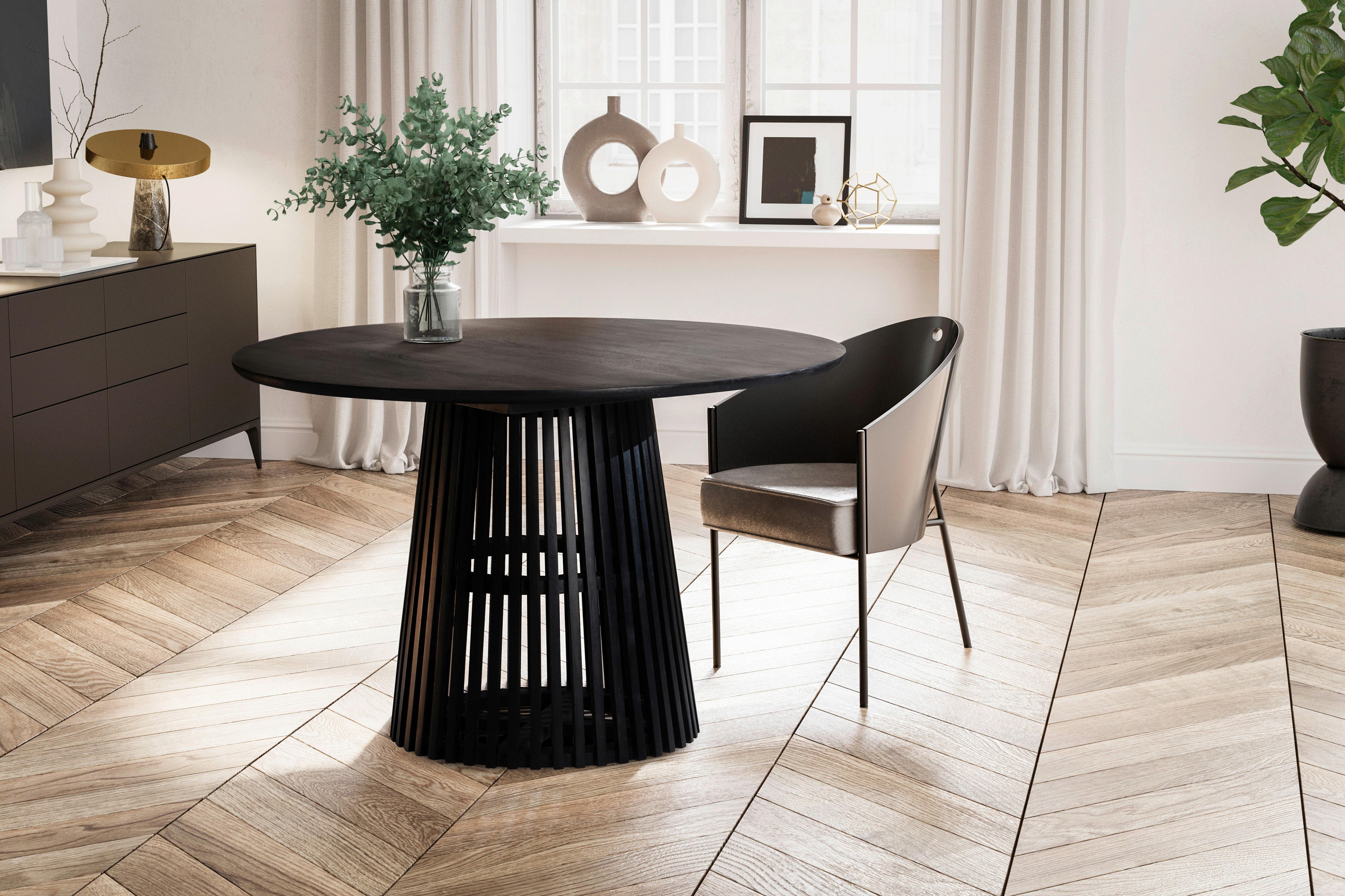 Esstisch ca. 120x120x77 cm Schwarz Holz MID.YOU Möbel > Tische > Esstische > Esstische Holz Schwarz