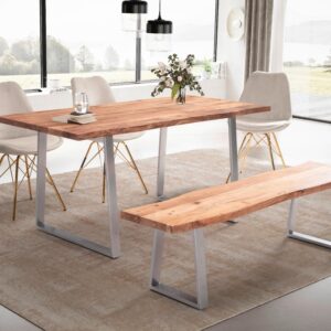 Esstisch ca. 140x80x76 cm Echtholz/Chrom Holz MID.YOU Möbel > Tische > Esstische > Esstische Holz Braun