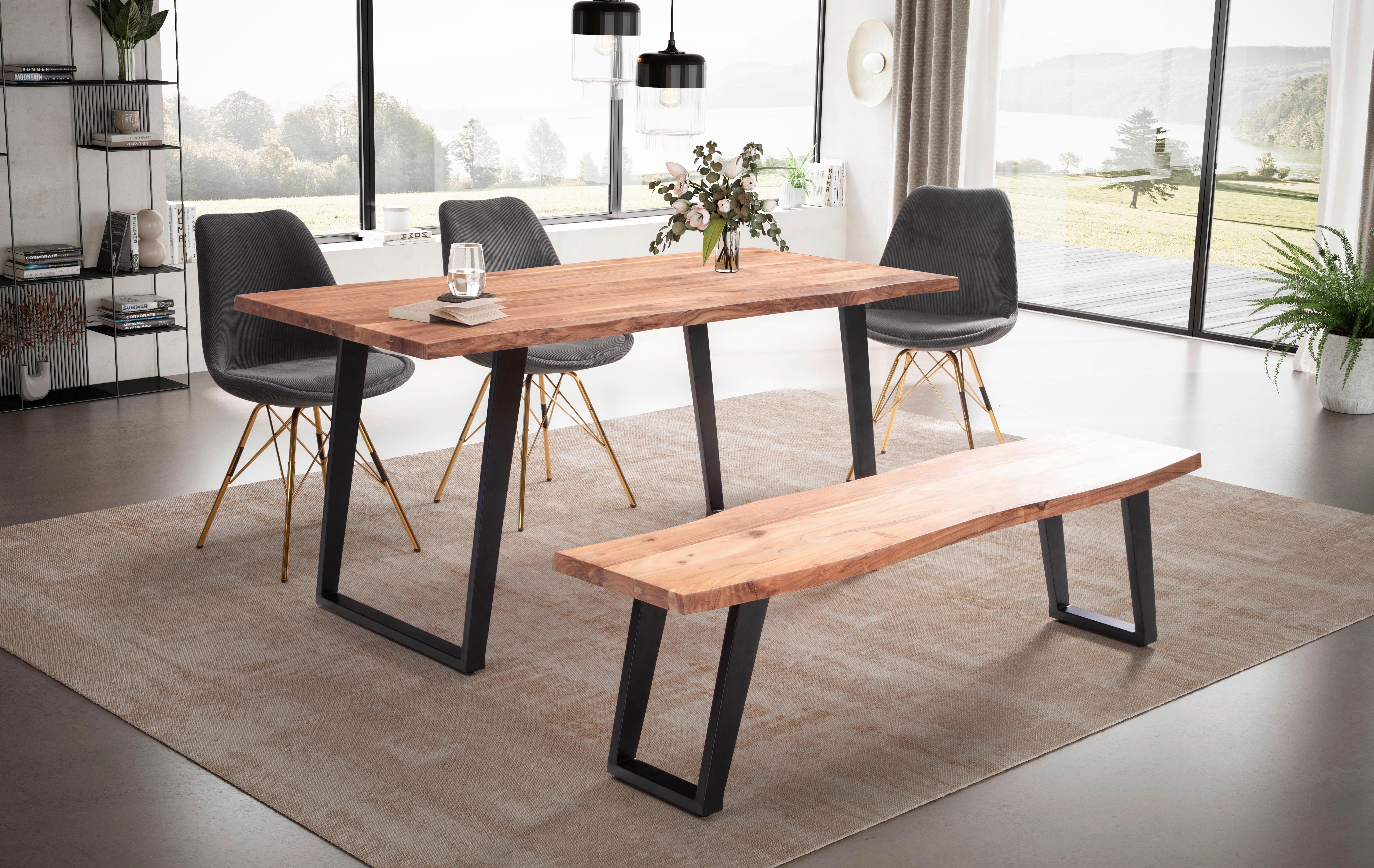 Esstisch ca. 120x60x76 cm Echtholz/Schwarz Holz MID.YOU Möbel > Tische > Esstische > Esstische Holz Braun
