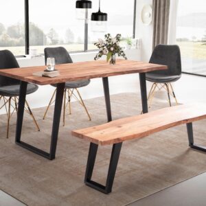 Esstisch ca. 160x80x76 cm Echtholz/Schwarz Holz MID.YOU Möbel > Tische > Esstische > Esstische Holz Braun