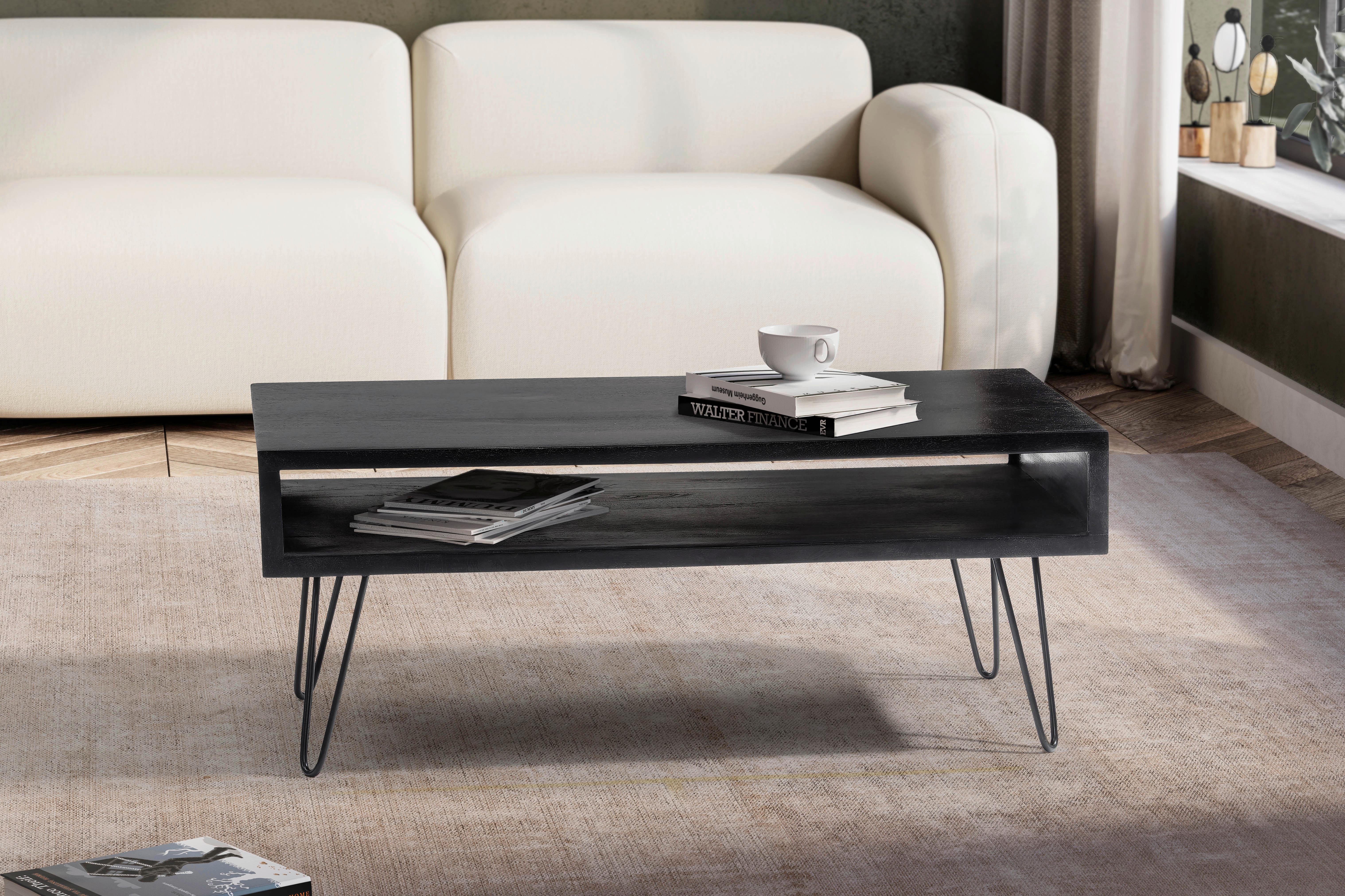 Couchtisch Schwarz Holz MID.YOU Möbel > Tische > Couchtische > Couchtische mit Stauraum Schwarz