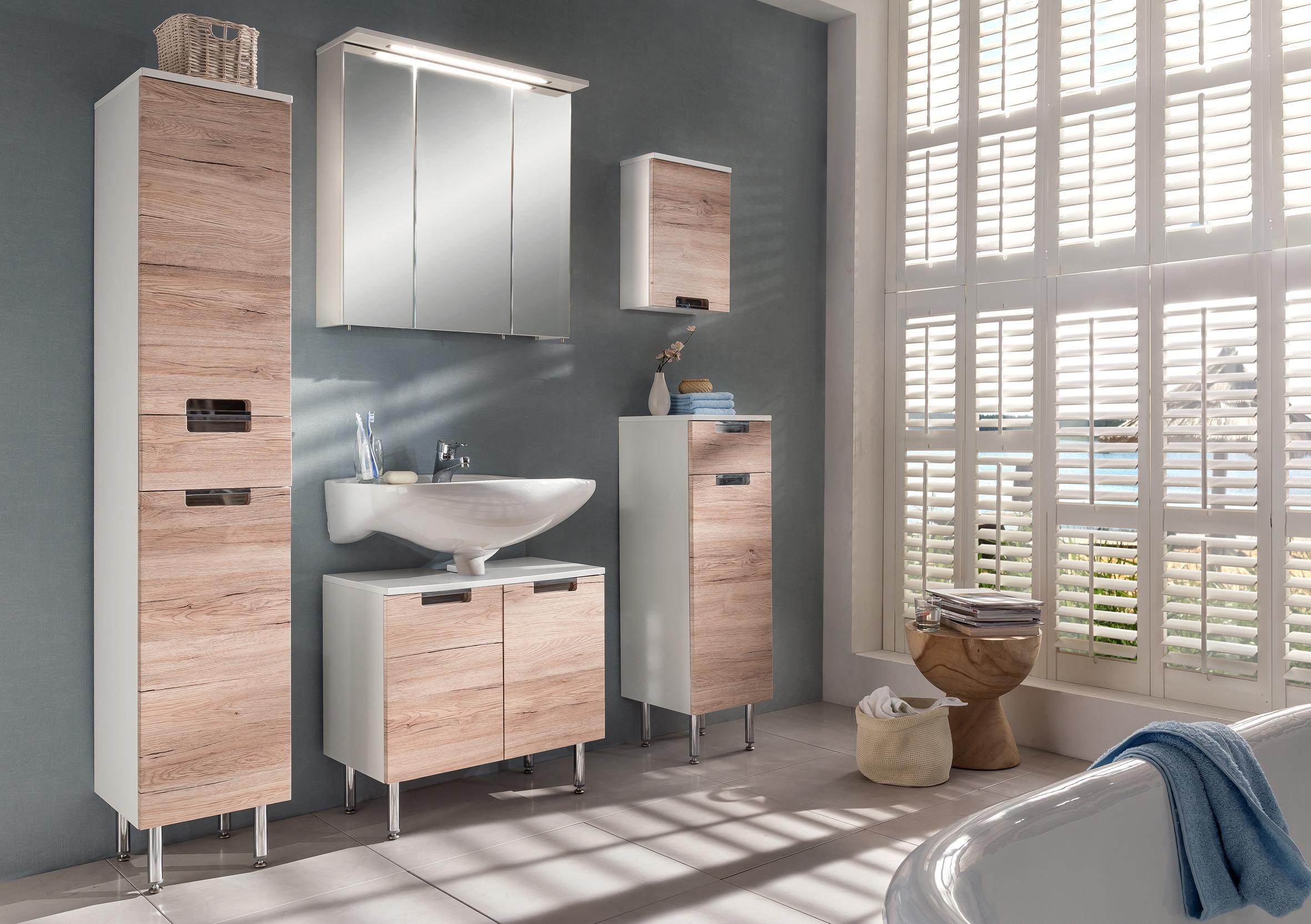 Waschbeckenunterschrank Mars Eiche Holzwerkstoff MID.YOU Möbel > Schränke > Badezimmerschränke > Waschbeckenunterschränke Weiß