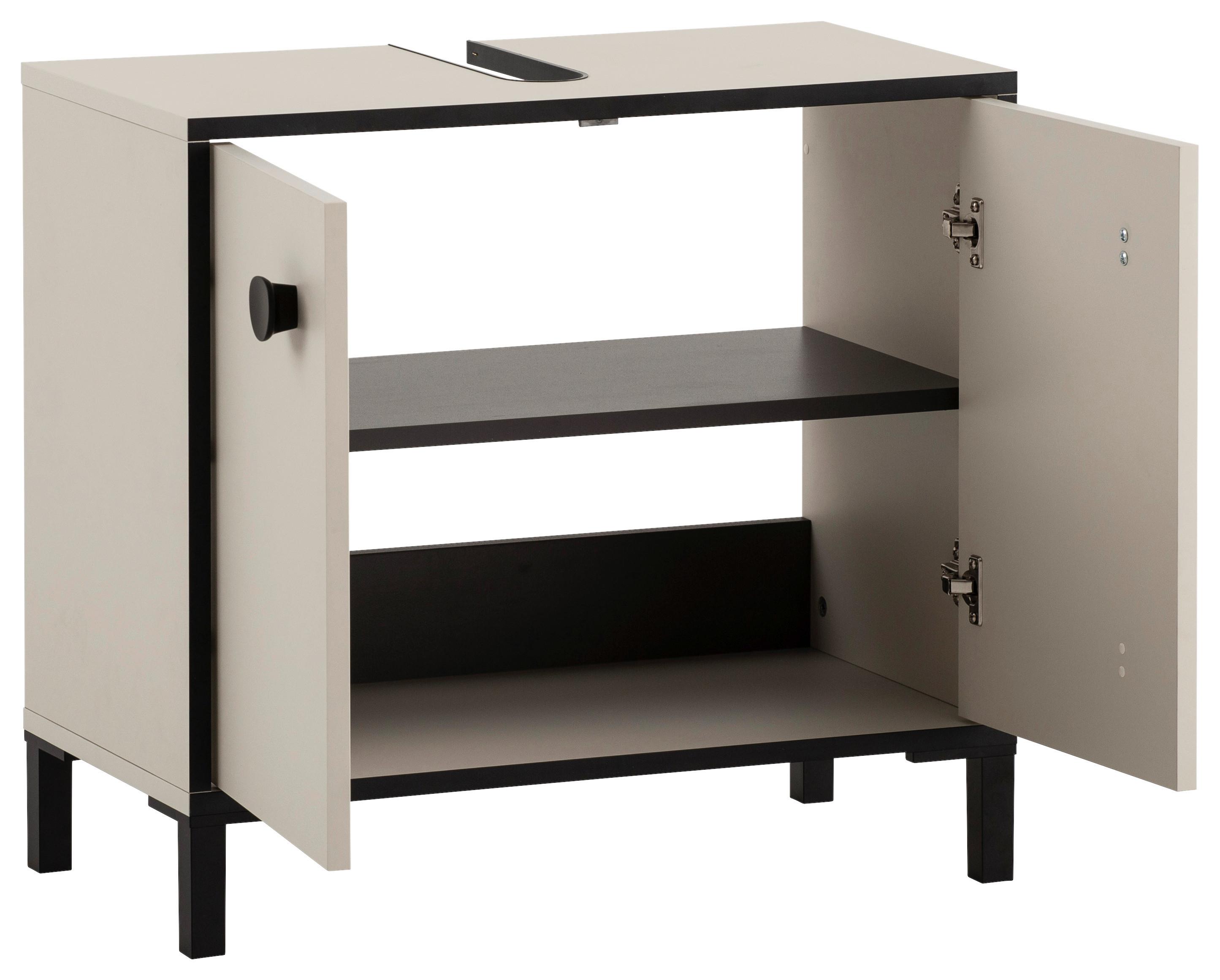 Waschbeckenunterschrank Edda Creme/Beige/Schwarz Holzwerkstoff MID.YOU Möbel > Schränke > Badezimmerschränke > Waschbeckenunterschränke Weiß