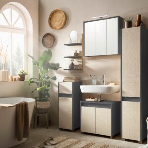 Midischrank Sander Anthrazit/Beige Holzwerkstoff MID.YOU Möbel > Schränke Anthrazit
