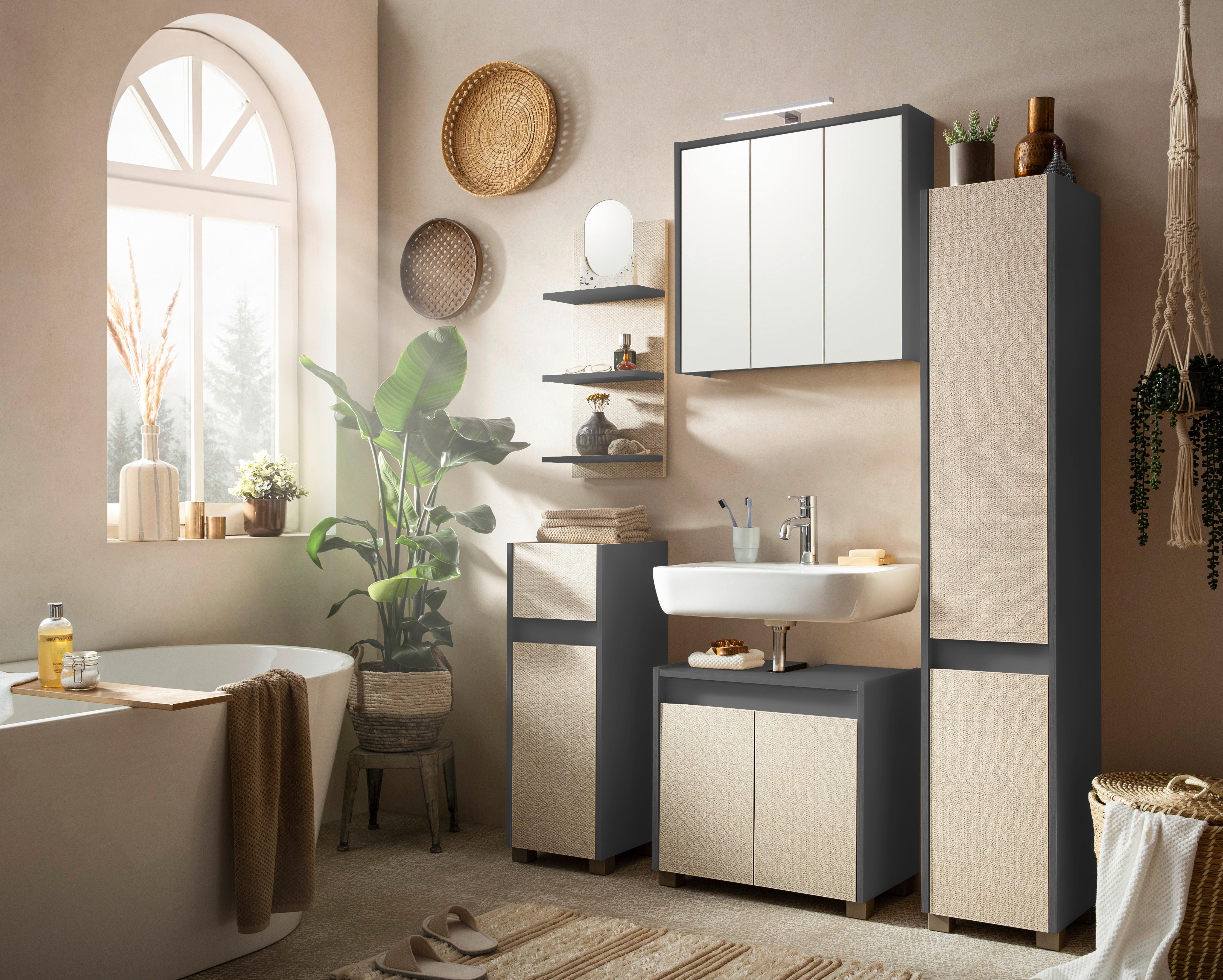 Midischrank Sander Anthrazit/Beige Holzwerkstoff MID.YOU Möbel > Schränke Anthrazit