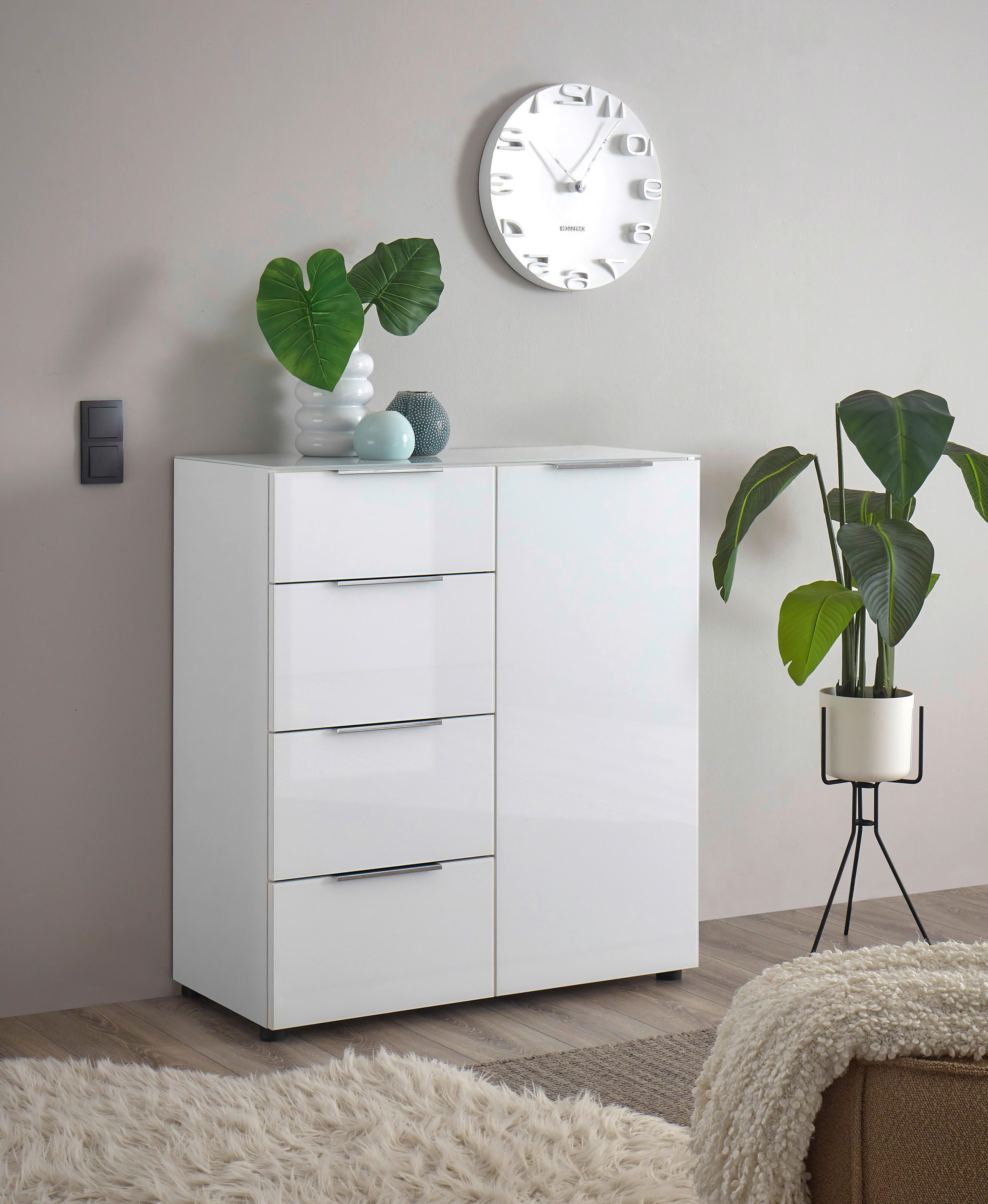 Kommode Siena Weiß Glas, Holzwerkstoff Mömax Möbel > Kommoden & Schubladenschränke > Kommoden Weiß