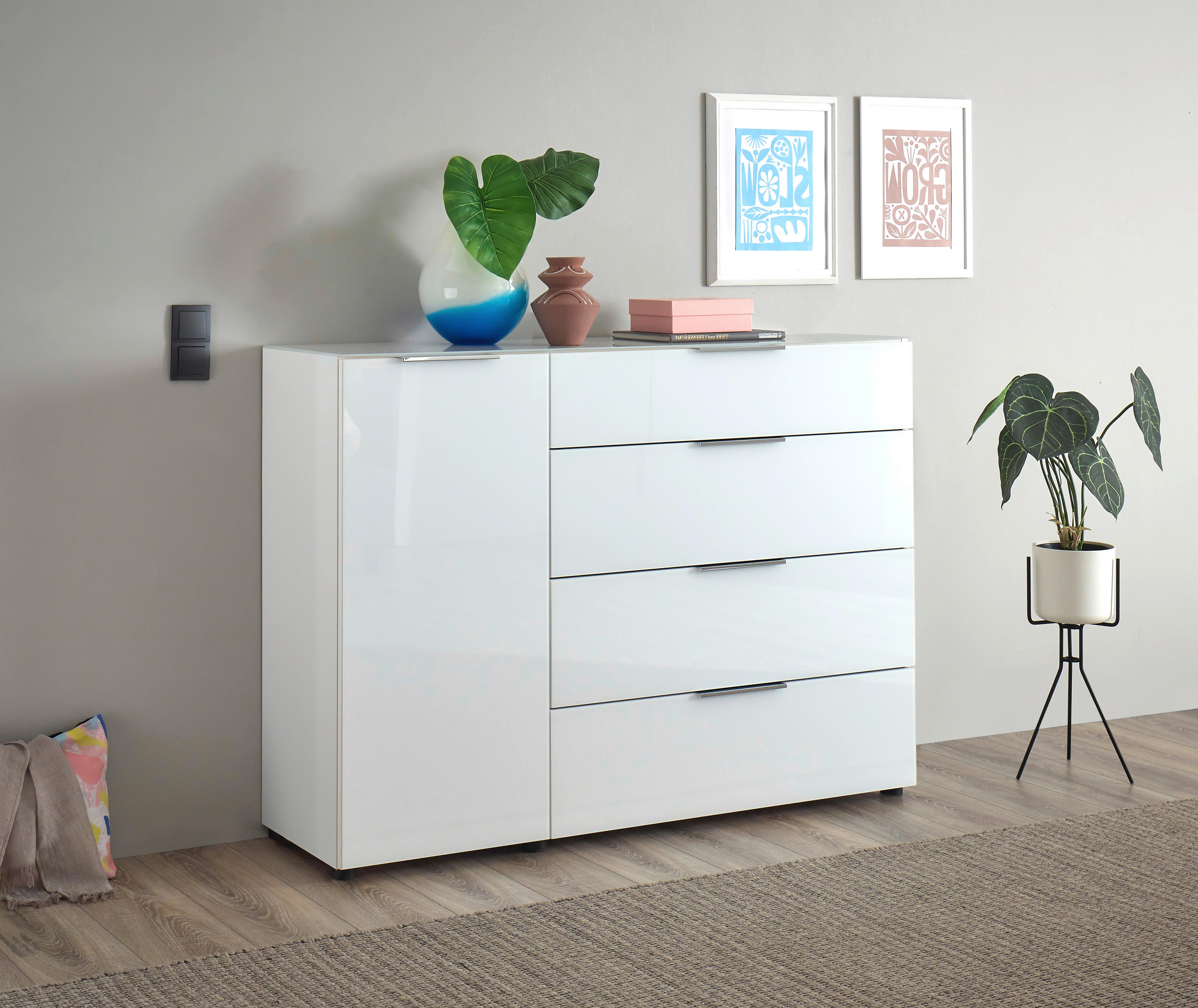 Kommode Siena Weiß Glas, Holzwerkstoff Mömax Möbel > Kommoden & Schubladenschränke > Kommoden Weiß