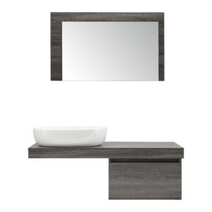 Wohnli Möbelsuche - Badezimmer Domenico Rauchfarbe mit Waschbecken & Spiegel
