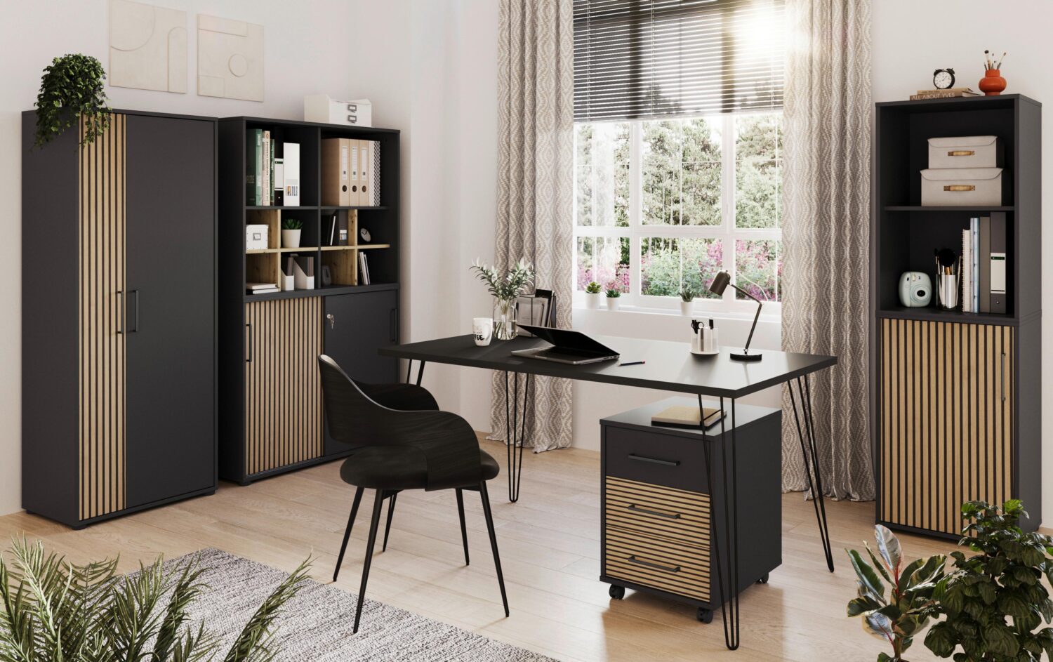 Schreibtisch Hank Schwarz matt Holzwerkstoff MID.YOU Möbel > Tische > Schreibtische > Schreibtische Schwarz