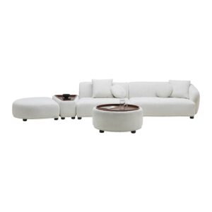 Wohnli Möbelsuche - Wohnlandschaft Kira Weiß Webstoff inkl. Couchtisch