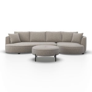 Wohnli Möbelsuche - Wohnlandschaft Nilas Beige Chenille mit Hocker