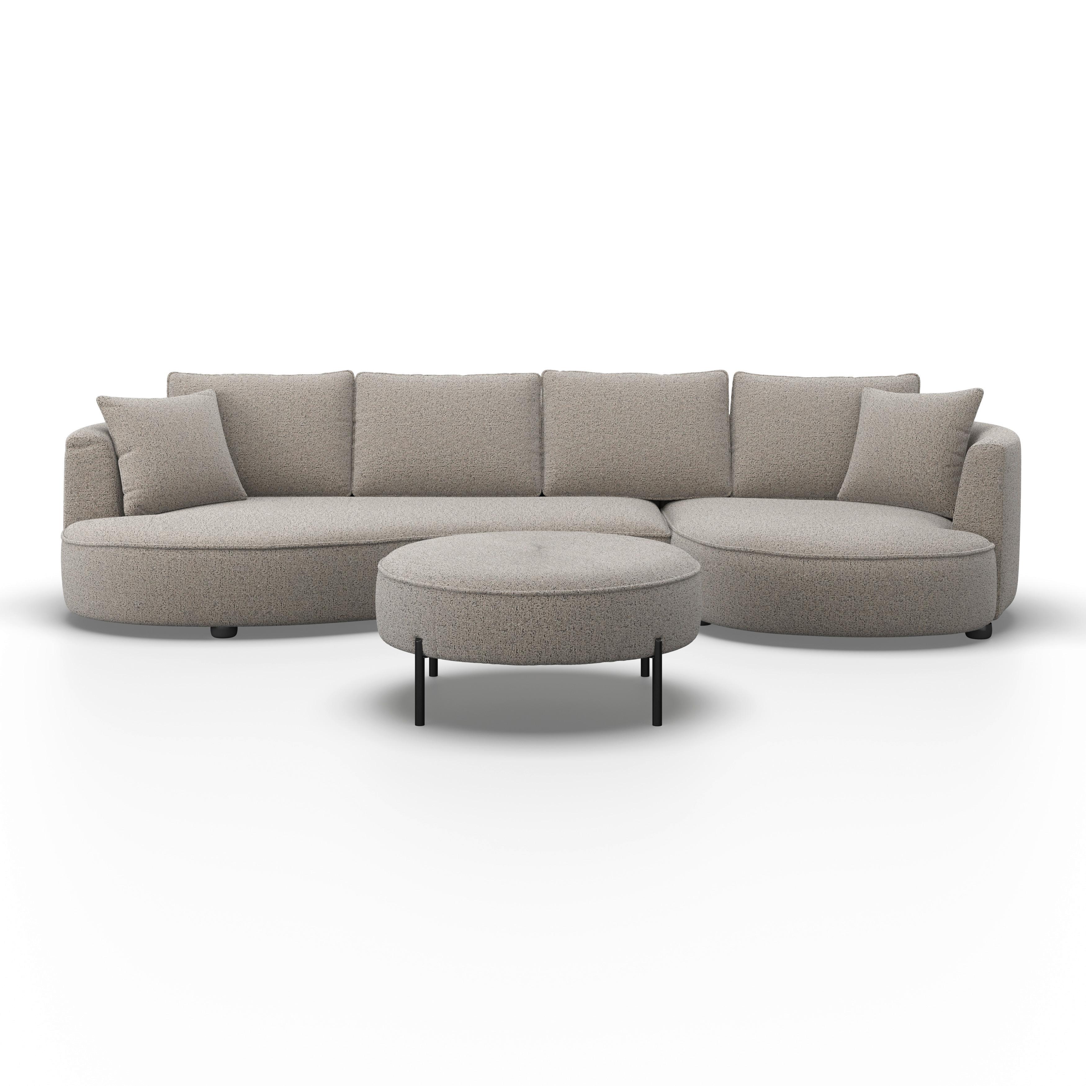 wohnli-moebel-suche-000905000201 Wohnli Möbelsuche - Wohnlandschaft Nilas Beige Chenille mit Hocker