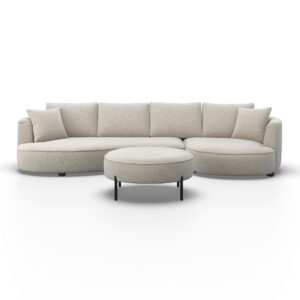 wohnli-moebel-suche-000905000202 Wohnli Möbelsuche - Wohnlandschaft Nilas Creme Chenille mit Hocker