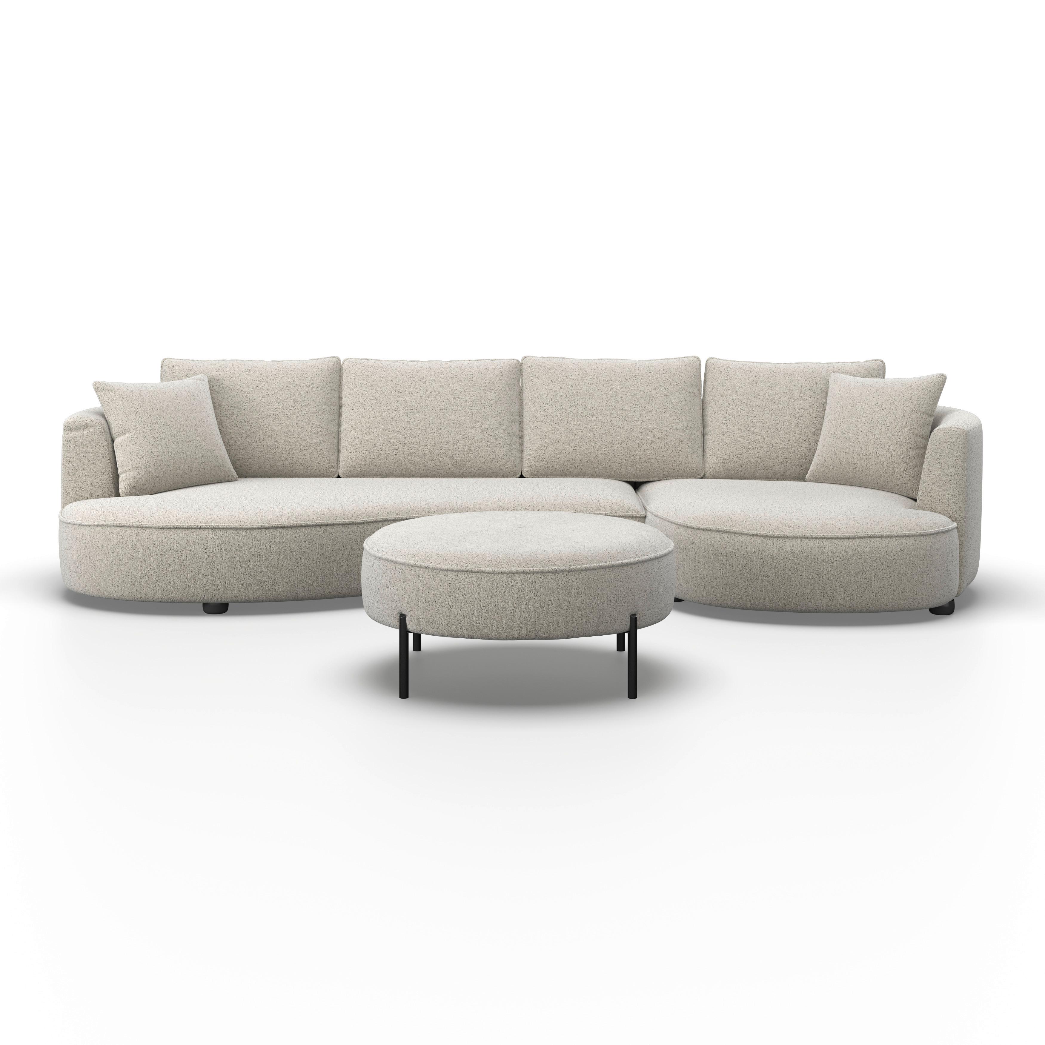 wohnli-moebel-suche-000905000202 Wohnli Möbelsuche - Wohnlandschaft Nilas Creme Chenille mit Hocker