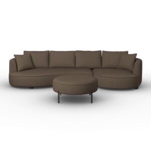 Wohnli Möbelsuche - Wohnlandschaft Nilas Braun Chenille mit Hocker