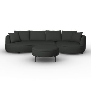 Wohnli Möbelsuche - Wohnlandschaft Nilas Schwarz Chenille mit Hocker