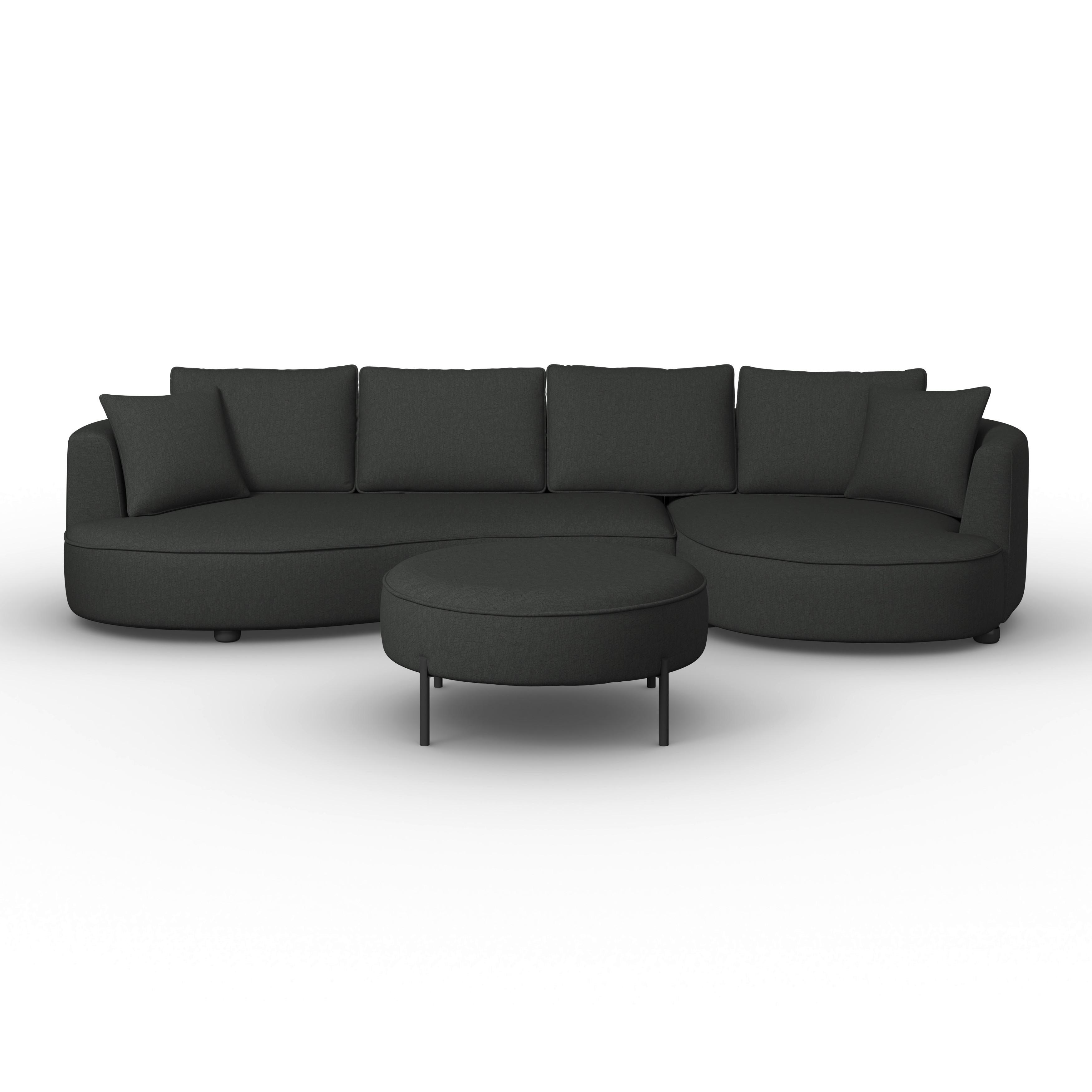 wohnli-moebel-suche-000905000204 Wohnli Möbelsuche - Wohnlandschaft Nilas Schwarz Chenille mit Hocker