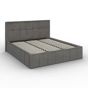 Polsterbett Kaia Grau ca. 180x200 cm Stauraum Holz, Metall, Textil Bessagi Home Möbel > Betten > Doppelbetten Grau